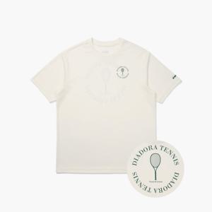 [디아도라] 라켓 그래픽 메쉬 반팔 티셔츠 OFF WHITE
