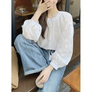 [엘케이트] 여성 블라우스 벌룬소매 긴팔 펀칭 블라우스 LYT191