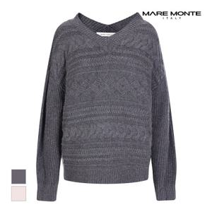 [마레몬떼][마레몬떼] 꽈배기 짜임 브이넥 니트_M21OMKT60P0 (P0