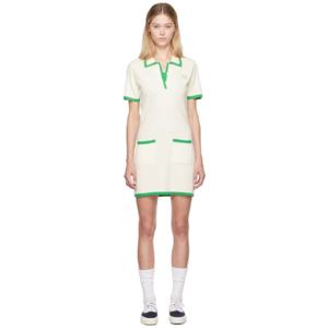 25 SS 스포티앤리치 여성 오프 화이트   그린 힐러리 미니 드레스 242446F551000