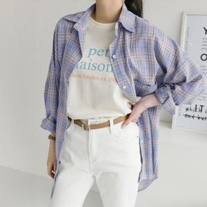 [올리비에스클로젯] 벌룬소매 루즈핏 체크 셔츠_O2501BL007A
