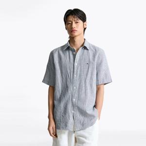 [공식][타미힐피거] [Regular fit] 린넨 스트라이프 반팔 셔츠 (T12F3WSH130MT10A4)