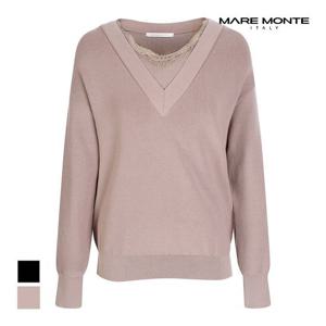 [마레몬떼]MARIO브이넥 레이스 배색 니트_M222MKT05P0