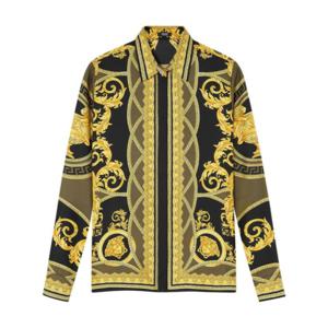 베르사체 셔츠 10013601A11528 5BC60 BLACK DARK OLIVE GOLD