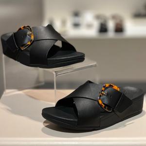 핏플랍 25S/S 루루 버클 레더 크로스 여성 슬라이드 FFSO5E258BK 올블랙