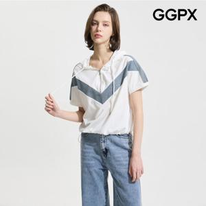 [GGPX] V데님 넥 집업 후드 티셔츠 (GP4TS022F)