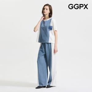[GGPX] 다이아 큐빅 데님 배색 투피스 (GP4OP056F)