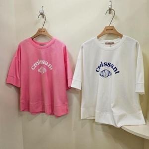 스테파니 HC07 크로와상 프린팅 반팔 티셔츠 A25TS5239