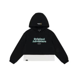 내셔널지오그래픽키즈 K251GHD010 여아 데일리 베스트아이템 세미크롭 레이어드 후드티 블랙