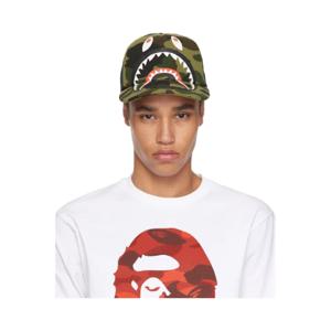 BAPE 볼캡 그린   블랙 퍼스트 카모 샤크 메시 볼캡 251546M139004