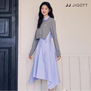 (JJ지고트) 울 니트 스트라이프 셔츠 원피스 GP3P0OP301