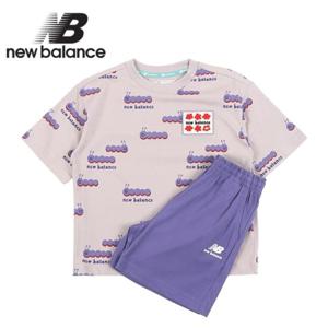 뉴발란스 키즈 일러스트 티셔츠 반팔세트(NK9YD2301U-76)_라이트 퍼플