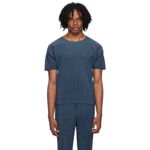 Homme Plisse Issey Miyake 티셔츠 블루 컬러 플리츠 티셔츠 242729M213014