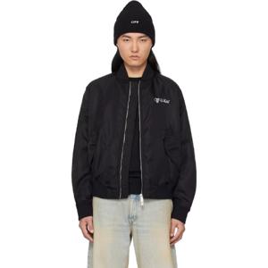 오프화이트 점퍼 블랙 스크립트 바시티 보머 재킷 251607M175004