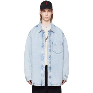 AMI Paris 청자켓 블루 아미 드 꾀흐 데님 재킷 241482M180002