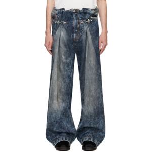 아크네 청바지 블루 버클 데님 진 242129M186036