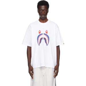BAPE 티셔츠 화이트 샤크 재팬 티셔츠 251546M213047