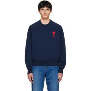 AMI Paris 스웨트셔츠 SSENSE 익스클루시브 네이비 스웨트셔츠 222482M204018