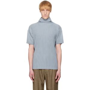Homme Plisse Issey Miyake 티셔츠 블루 컬러 플리츠 티셔츠 251729M213013