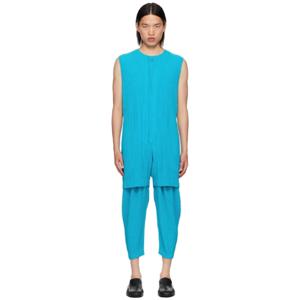 Homme Plisse Issey Miyake 반바지 블루 컬러풀 플리츠 롬퍼 242729M193000