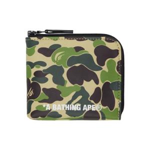 BAPE 지갑 그린 미니 ABC 카모 지퍼 지갑 242546M164004