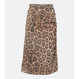 Stella McCartney 레오파드 프린트 러치드 미디 스커트 P01019176