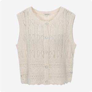 [써스데이아일랜드](T254MVT235W)크로쉐 라운드넥 니트 베스트