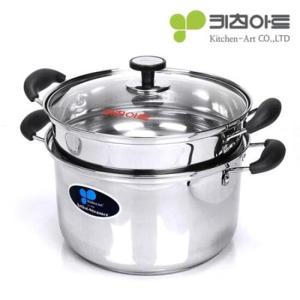 아트박스/서울리빙 키친아트 아티스트 2단 스텐 찜냄비 24cm