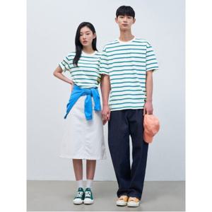 [빈폴멘] 스트라이프 라운드넥 티셔츠 화이트 (BC4242C051)