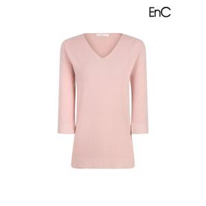 [이앤씨]EnC 라이트핑크 7부 브이넥 니트 ENKT31204C