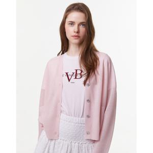 아떼 바네사브루노 여성 24SS 라이트핑크 린넨혼방 포켓배색 가디건 VLSW4B275P1