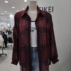 [제이케이]제이케이 레드 체크 시스루 셔츠 JO9NB014B10