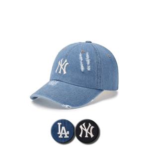 MLB 공용 데미지 워싱 데님 언스트럭쳐 볼캡 (3ACPVD34N)