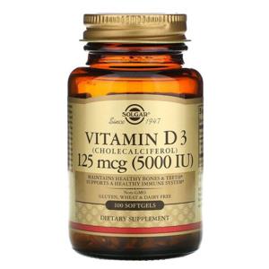[해외직구] 솔가 비타민D3 (콜레칼시페롤)125mcg (5000IU) 100정