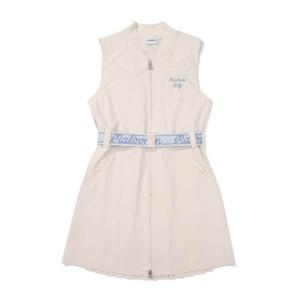 말본골프스커트 CQK M4122POP01CRM 여성 벨티드 우븐 플리츠 원피스 CREAM