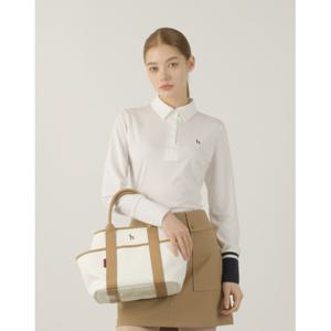 헤지스골프  아이보리 여성 컬러배색 가죽 토트백(HWBA5E103IV)