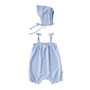 [밍크뮤]SC선물(블루)체크모찌SET우주복(3537067504)신생아 백일돌선물용 외출우주복