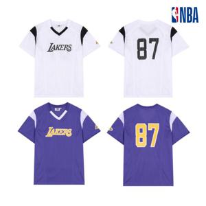 공용 NBA N252TS057P 루즈핏 캐주얼 LAL 컬러블록 메쉬 반팔 티셔츠 STG