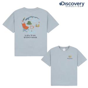 디스커버리키즈 DKRS57053-SBL 키즈 콜라보 캠핑 그래픽(백) 반팔 티셔츠 기능성