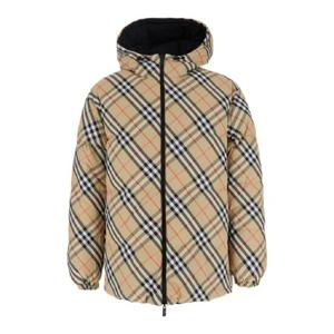 BURBERRY PIUMINI 리버시블 콘 카푸치오 MW 체크 8103923B9368