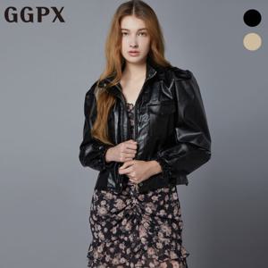 [GGPX] 퍼프 크롭 페이크 레더 점퍼 (GN9JP001F)