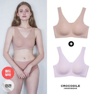 [크로커다일 이너웨어]라이크라 인견쉘론 몰드부착 V넥 감탄브라 2종 CDWBR5N2831