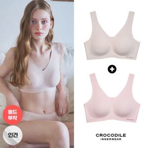 [크로커다일 이너웨어]라이크라 인견쉘론 몰드부착 V넥 감탄브라 2종 CDWBR5N2730