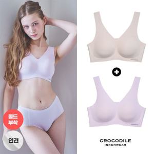 [크로커다일 이너웨어]라이크라 인견쉘론 몰드부착 V넥 감탄브라 2종 CDWBR5N2731
