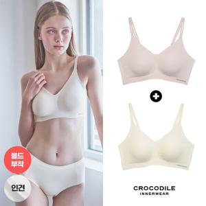[크로커다일 이너웨어]라이크라 인견쉘론 몰드부착 더블스트랩 감탄브라 2종 CDWBR5N3233