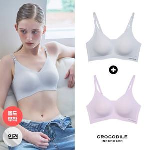 [크로커다일 이너웨어]라이크라 인견쉘론 몰드부착 더블스트랩 감탄브라 2종 CDWBR5N3435