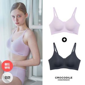 [크로커다일 이너웨어]라이크라 인견쉘론 몰드부착 더블스트랩 감탄브라 2종 CDWBR5N3536
