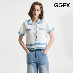 GGPX  더블 데님 라인 카라 가디건 (GP4KG019F)