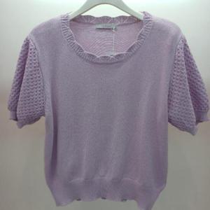 Latium HC06 깔끔한 레이스넥 비스킷 라운드 반팔 니트티 T2523sw07P