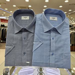 [레노마셔츠]반소매 린넨 혼방 스타체크 일반셔츠 RPUSG0638